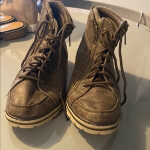 Cliffs by WHITE MOUNTAIN Brown Ankle Boots with Moc-Toe Design